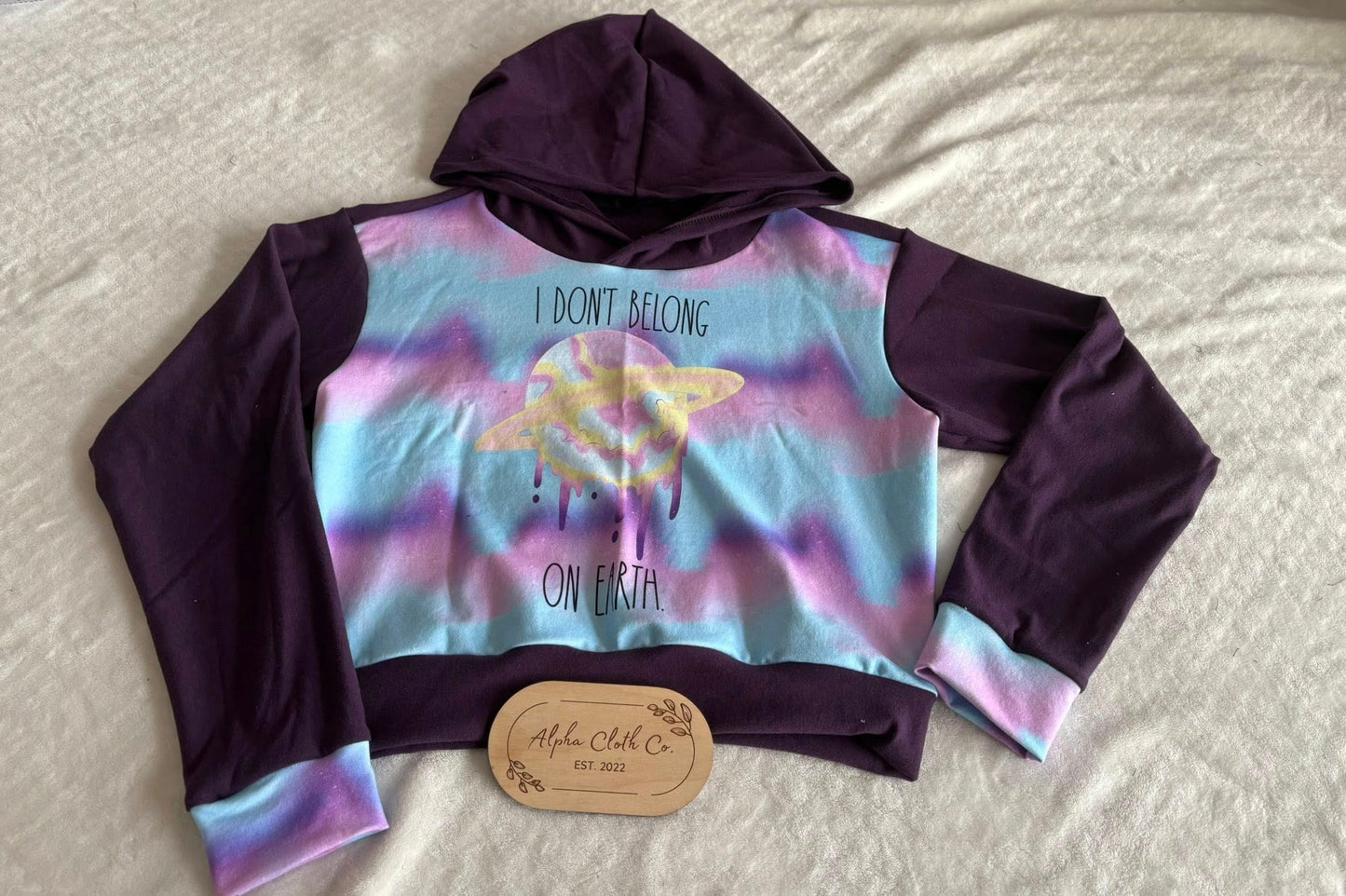 Medium I Dont Belong Crop Hoodie