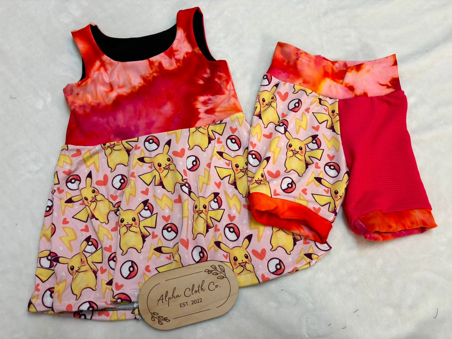 6-9Y Pika Tank Peplum Biker set