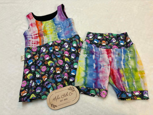 6-9y SquishMallow GWM Tank Peplum& Shorts Set
