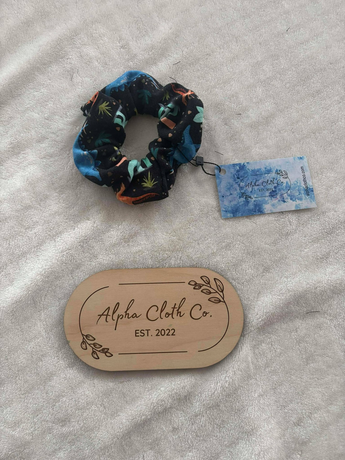 Dino on black Scrunchie