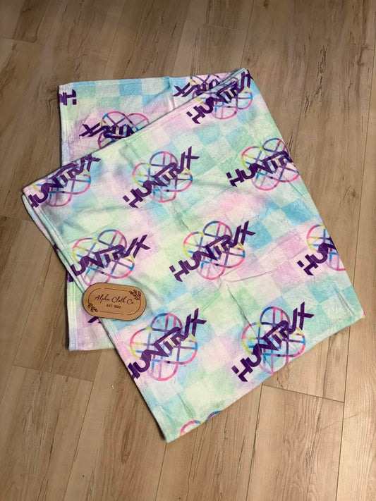 Huntrix Pastel Checkers Minky Blanket