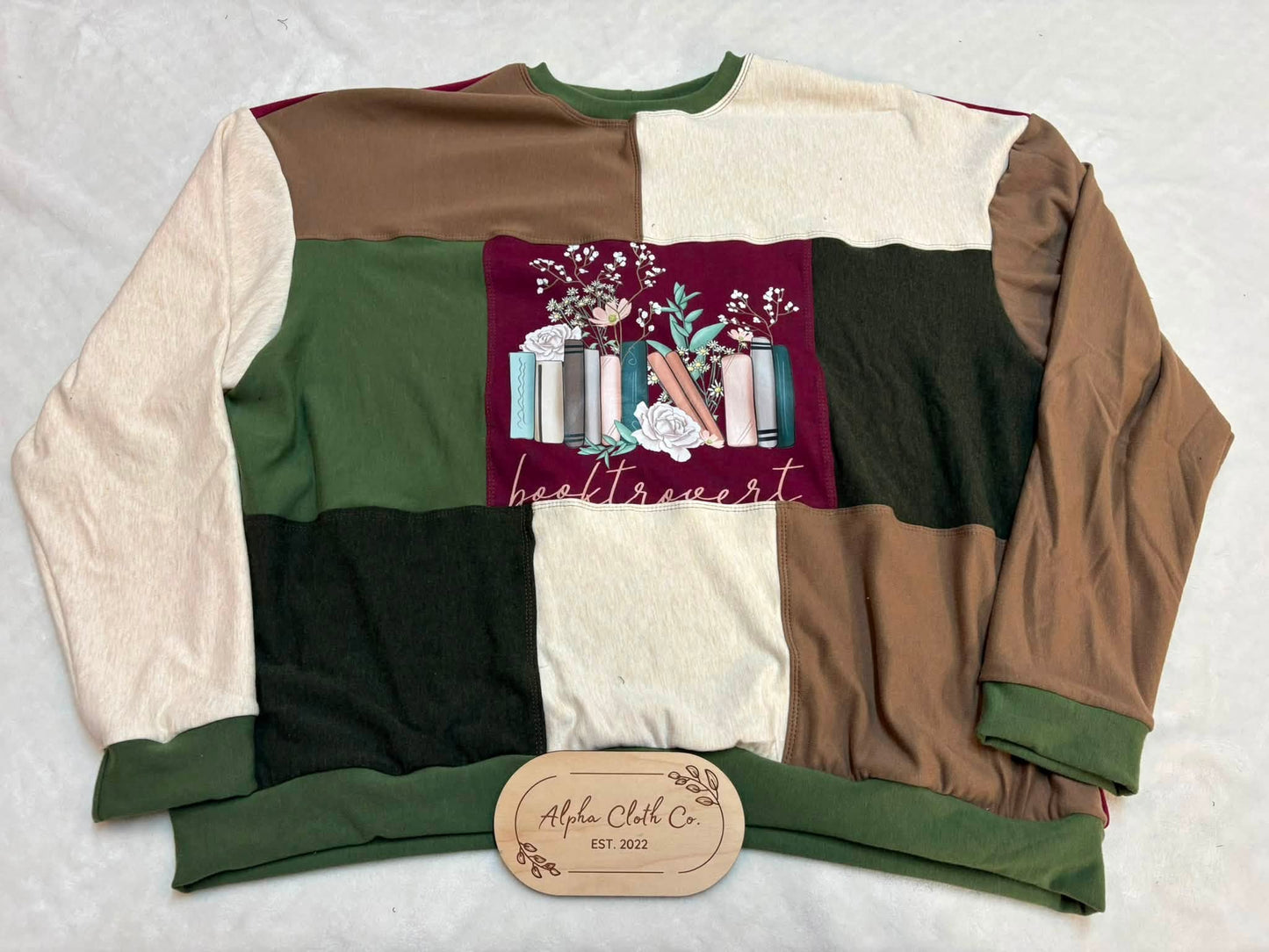 XL Earthy Booktrovert Patchwork Crew