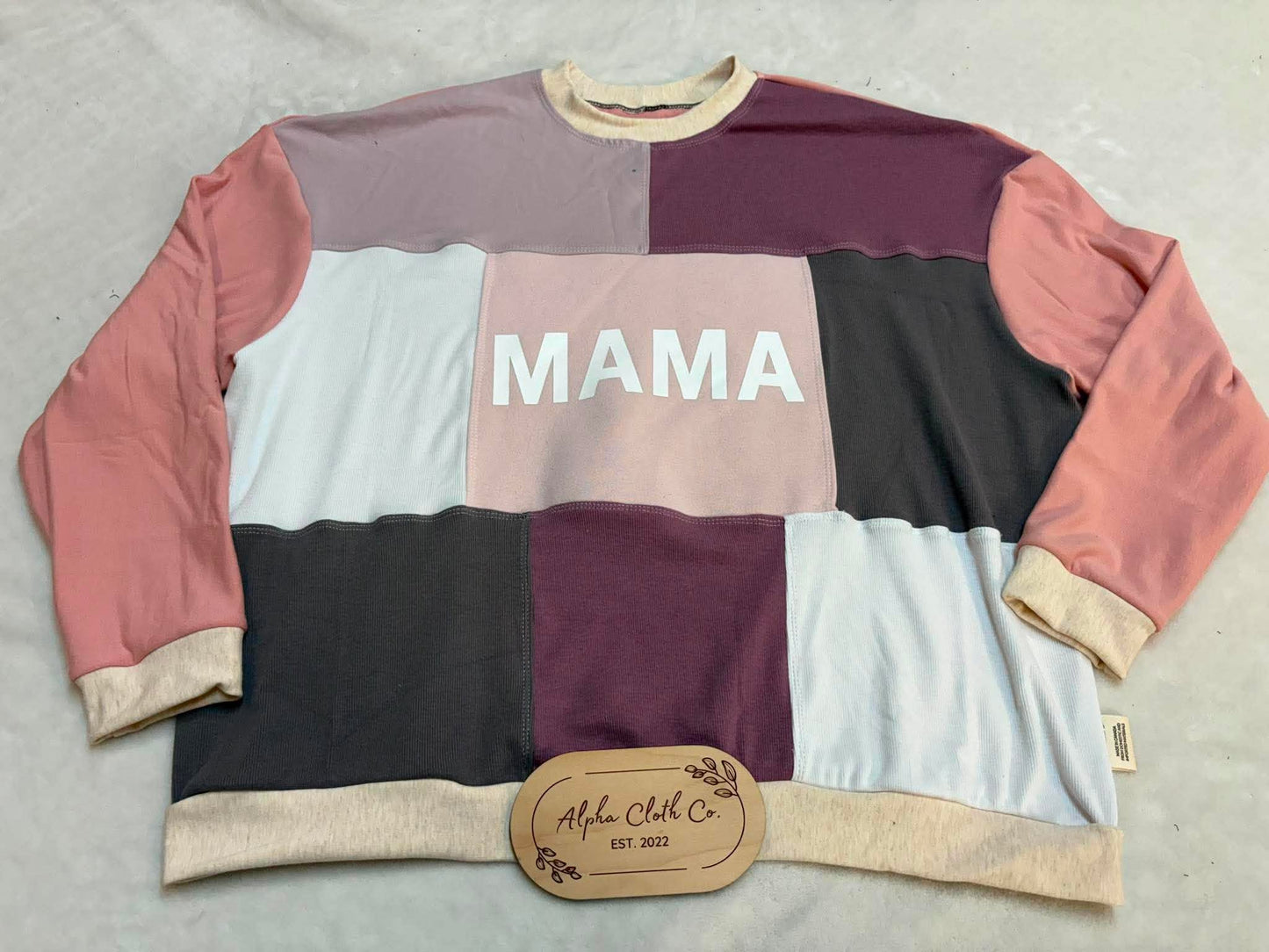 XL Pink Mama Patchwork Crew