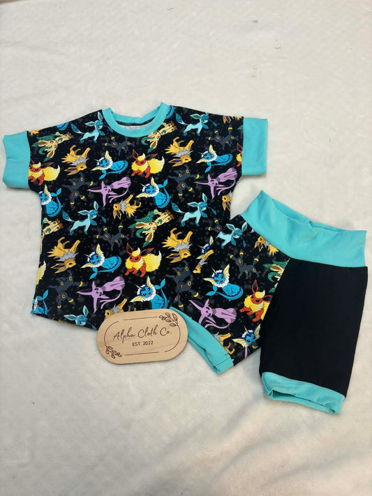 3-6Y Glitter Poke Shorts Set