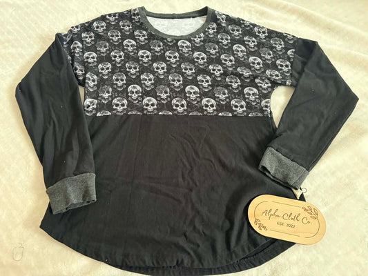 Med Mono Floral skull Dolman