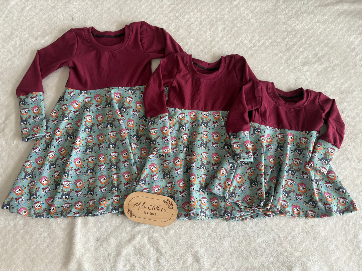 3-12M christmas bluey dress