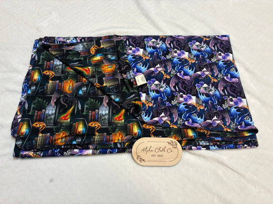 Purple Dragons/ Green Dragons Blanket - Throw Size